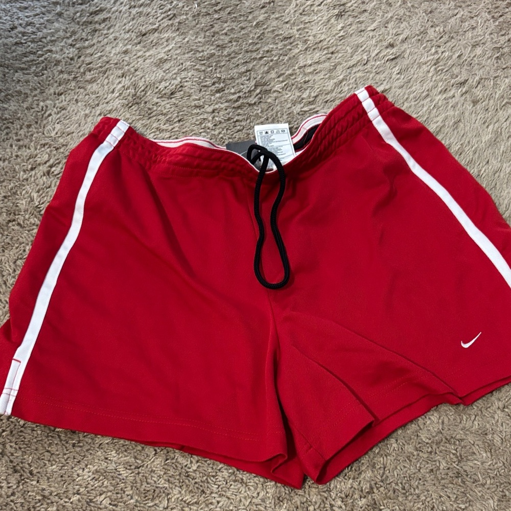 Nike Red Sports Shorts with White Accents